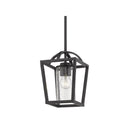 Golden Lighting 4309-M1L BLK-BLK-SD Mercer Mini Pendant in Matte Black with Seeded Glass - Crescent Harbor