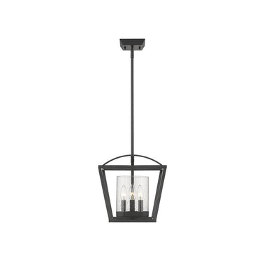 Golden Lighting 4309-SF BLK-BLK-SD Mercer Semi-Flush (Convertible) in Matte Black with Seeded Glass - Crescent Harbor