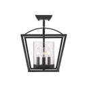 Golden Lighting 4309-SF BLK-BLK-SD Mercer Semi-Flush (Convertible) in Matte Black with Seeded Glass - Crescent Harbor