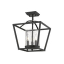 Golden Lighting 4309-SF BLK-BLK-SD Mercer Semi-Flush (Convertible) in Matte Black with Seeded Glass - Crescent Harbor
