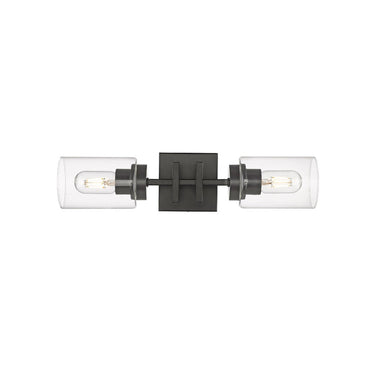 Golden Lighting 6070-2W BLK-BLK Tribeca 2 Light Wall Sconce in Matte Black with Matte Black - Crescent Harbor