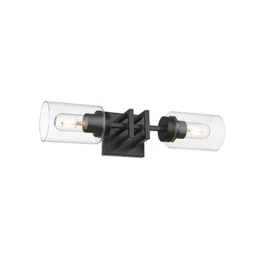 Golden Lighting 6070-2W BLK-BLK Tribeca 2 Light Wall Sconce in Matte Black with Matte Black - Crescent Harbor