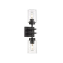 Golden Lighting 6070-2W BLK-BLK Tribeca 2 Light Wall Sconce in Matte Black with Matte Black - Crescent Harbor