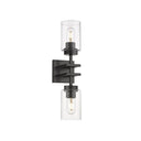 Golden Lighting 6070-2W BLK-BLK Tribeca 2 Light Wall Sconce in Matte Black with Matte Black - Crescent Harbor