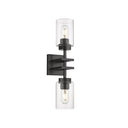 Golden Lighting 6070-2W BLK-BLK Tribeca 2 Light Wall Sconce in Matte Black with Matte Black - Crescent Harbor