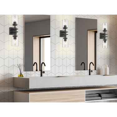 Golden Lighting 6070-2W BLK-BLK Tribeca 2 Light Wall Sconce in Matte Black with Matte Black - Crescent Harbor