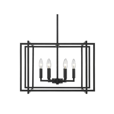 Golden Lighting 6070-6 BLK-BLK Tribeca 6 Light Chandelier in Matte Black with Matte Black Accents - Crescent Harbor