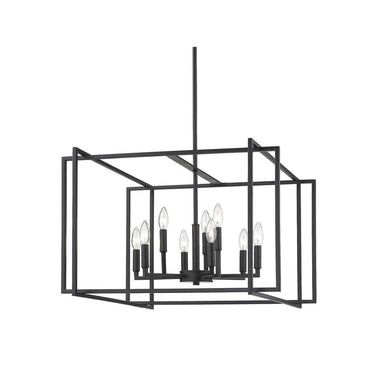 Golden Lighting 6070-9 BLK Tribeca 9 Light Chandelier in Matte Black - Crescent Harbor