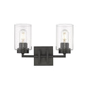 Golden Lighting 6070-BA2 BLK-BLK Tribeca 2 Light Bath Vanity in Matte Black with Matte Black - Crescent Harbor