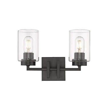 Golden Lighting 6070-BA2 BLK-BLK Tribeca 2 Light Bath Vanity in Matte Black with Matte Black - Crescent Harbor