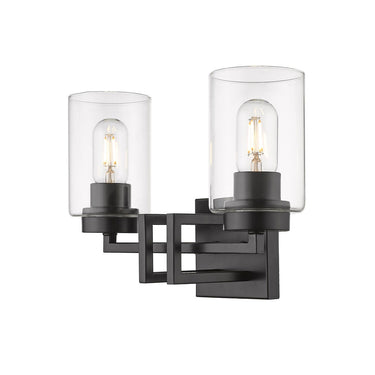 Golden Lighting 6070-BA2 BLK-BLK Tribeca 2 Light Bath Vanity in Matte Black with Matte Black - Crescent Harbor