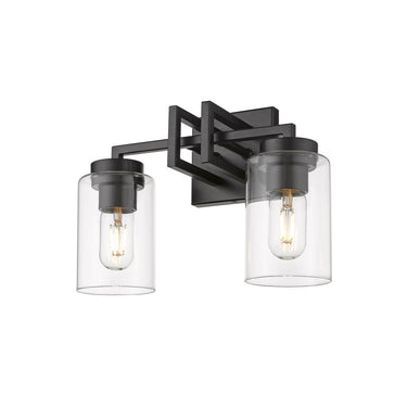 Golden Lighting 6070-BA2 BLK-BLK Tribeca 2 Light Bath Vanity in Matte Black with Matte Black - Crescent Harbor