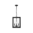 Golden Lighting 6071-O4P NB-CLR Tribeca 4 Light Pendant - Outdoor in Natural Black with Clear Glass - Crescent Harbor