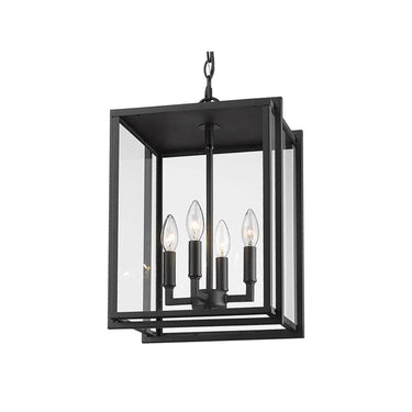 Golden Lighting 6071-O4P NB-CLR Tribeca 4 Light Pendant - Outdoor in Natural Black with Clear Glass - Crescent Harbor