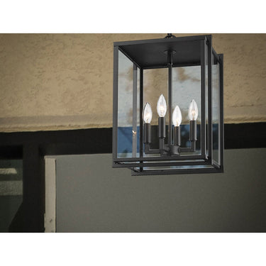 Golden Lighting 6071-O4P NB-CLR Tribeca 4 Light Pendant - Outdoor in Natural Black with Clear Glass - Crescent Harbor