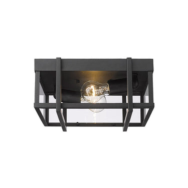 Golden Lighting 6071-OFM NB-CLR Tribeca Outdoor Flush Mount in Natural Black - Crescent Harbor