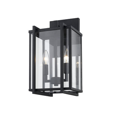 Golden Lighting 6071-OWM NB-CLR Tribeca Medium Outdoor Wall Sconce in Natural Black - Crescent Harbor