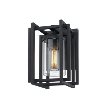 Golden Lighting 6071-OWS NB-CLR Tribeca Small Outdoor Wall Sconce in Natural Black - Crescent Harbor