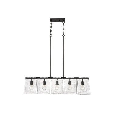 Golden Lighting 6072-LP BLK-HWG 5-Light Linear Pendant - Crescent Harbor