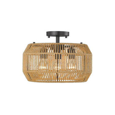Golden Lighting 6076-SF BLK-NR 3-Light Semi-Flush - Crescent Harbor