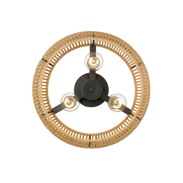 Golden Lighting 6076-SF BLK-NR 3-Light Semi-Flush - Crescent Harbor