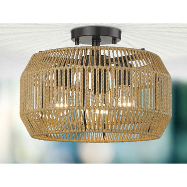 Golden Lighting 6076-SF BLK-NR 3-Light Semi-Flush - Crescent Harbor