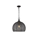 Golden Lighting 6802-M BLK Calypso Medium Pendant in Matte Black with Matte Black Wire Shade - Crescent Harbor