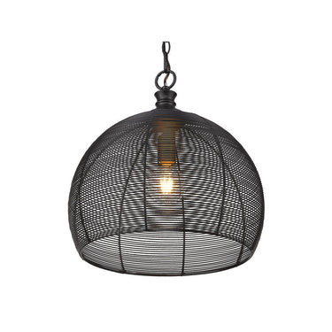 Golden Lighting 6802-M BLK Calypso Medium Pendant in Matte Black with Matte Black Wire Shade - Crescent Harbor