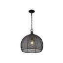 Golden Lighting 6802-M BLK Calypso Medium Pendant in Matte Black with Matte Black Wire Shade - Crescent Harbor