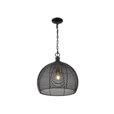Golden Lighting 6802-M BLK Calypso Medium Pendant in Matte Black with Matte Black Wire Shade - Crescent Harbor