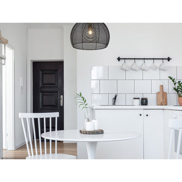 Golden Lighting 6802-M BLK Calypso Medium Pendant in Matte Black with Matte Black Wire Shade - Crescent Harbor