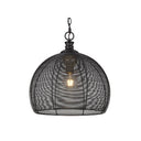 Golden Lighting 6802-M BLK Calypso Medium Pendant in Matte Black with Matte Black Wire Shade - Crescent Harbor