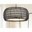 Golden Lighting 6805-6 BLK-NR Everly 6 Light Chandelier in Matte Black with Natural Rattan - Crescent Harbor
