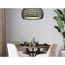 Golden Lighting 6805-6 BLK-NR Everly 6 Light Chandelier in Matte Black with Natural Rattan - Crescent Harbor