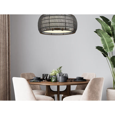 Golden Lighting 6805-6 BLK-NR Everly 6 Light Chandelier in Matte Black with Natural Rattan - Crescent Harbor