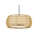 Golden Lighting 6805-6 BLK-NR Everly 6 Light Chandelier in Matte Black with Natural Rattan - Crescent Harbor
