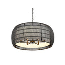 Golden Lighting 6805-6 BLK-NR Everly 6 Light Chandelier in Matte Black with Natural Rattan - Crescent Harbor