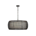 Golden Lighting 6805-6 BLK-NR Everly 6 Light Chandelier in Matte Black with Natural Rattan - Crescent Harbor