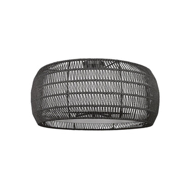 Golden Lighting 6805-6SF BLK-NR Everly 6 Light Semi-Flush in Matte Black with Natural Rattan - Crescent Harbor