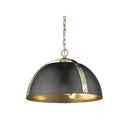 Golden Lighting 6928-3P AB-BLK Aldrich 3 Light Pendant in Aged Brass with Matte Black - Crescent Harbor