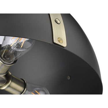 Golden Lighting 6928-3P AB-BLK Aldrich 3 Light Pendant in Aged Brass with Matte Black - Crescent Harbor