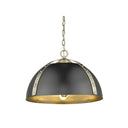 Golden Lighting 6928-3P AB-BLK Aldrich 3 Light Pendant in Aged Brass with Matte Black - Crescent Harbor