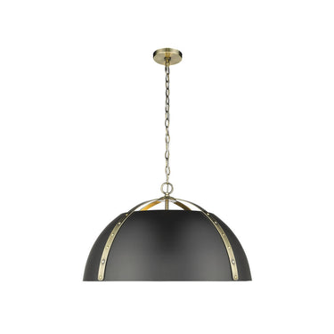 Golden Lighting 6928-5P AB-BLK Aldrich 5 Light Pendant in Aged Brass with Matte Black - Crescent Harbor