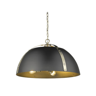 Golden Lighting 6928-5P AB-BLK Aldrich 5 Light Pendant in Aged Brass with Matte Black - Crescent Harbor