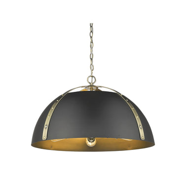 Golden Lighting 6928-5P AB-BLK Aldrich 5 Light Pendant in Aged Brass with Matte Black - Crescent Harbor