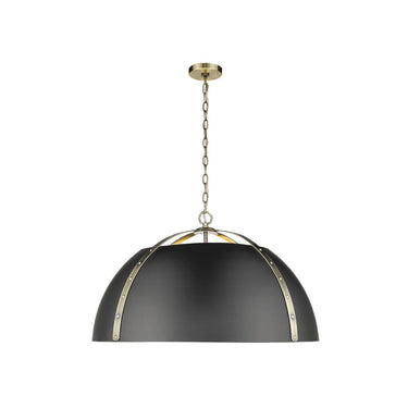 Golden Lighting 6928-8P AB-BLK Aldrich 8 Light Pendant in Aged Brass with Matte Black - Crescent Harbor