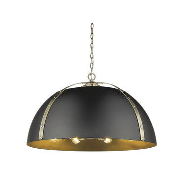 Golden Lighting 6928-8P AB-BLK Aldrich 8 Light Pendant in Aged Brass with Matte Black - Crescent Harbor