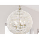 Golden Lighting 6933-5P BLK-NR Florence 5 Light Pendant in Matte Black with Natural Raphia Rope - Crescent Harbor