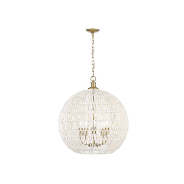 Golden Lighting 6933-5P BLK-NR Florence 5 Light Pendant in Matte Black with Natural Raphia Rope - Crescent Harbor