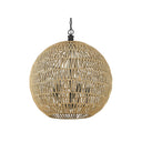 Golden Lighting 6933-5P BLK-NR Florence 5 Light Pendant in Matte Black with Natural Raphia Rope - Crescent Harbor